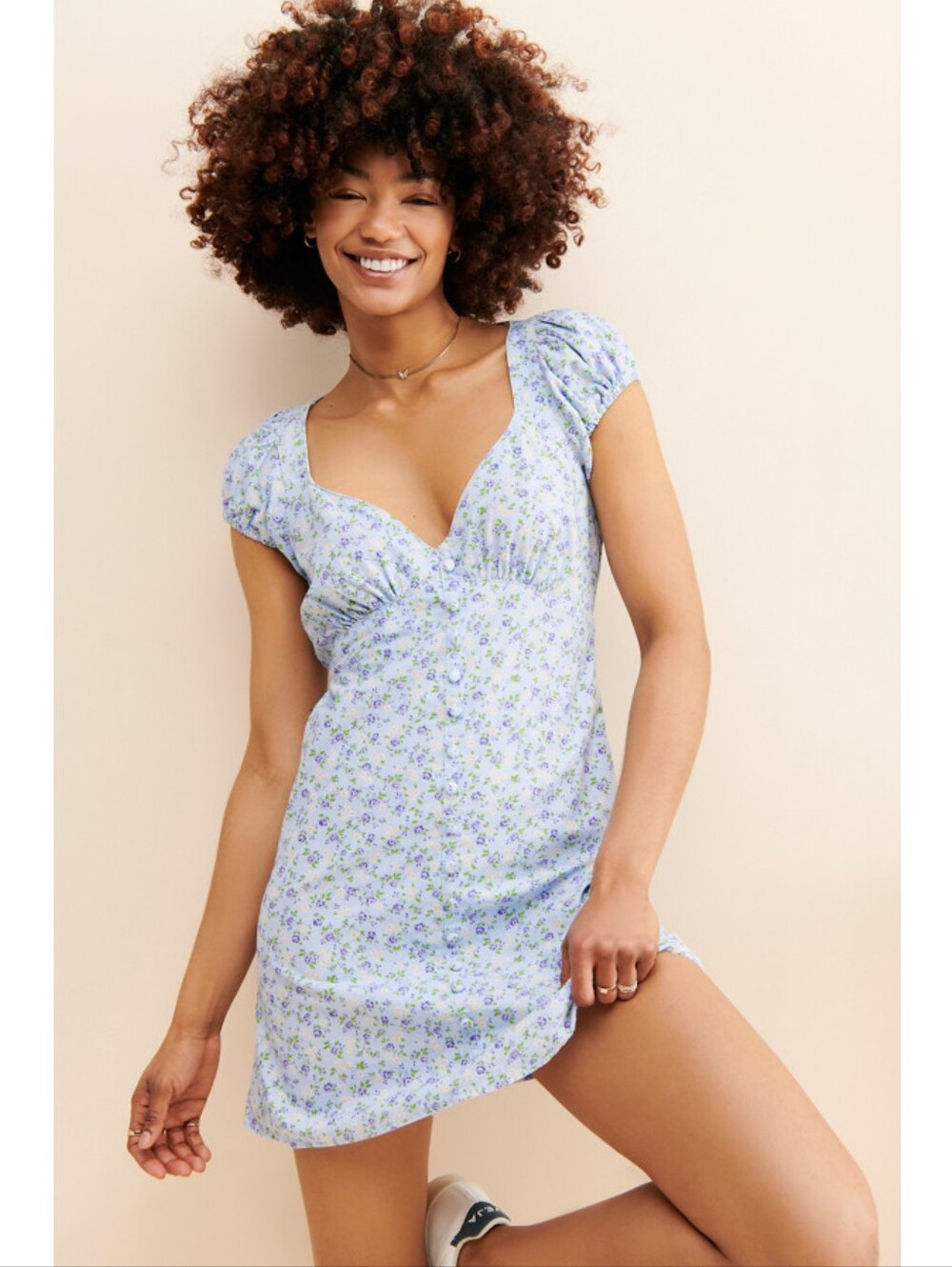 Boyish The Dusty Puff Sleeve Dress In Forget Me Noy